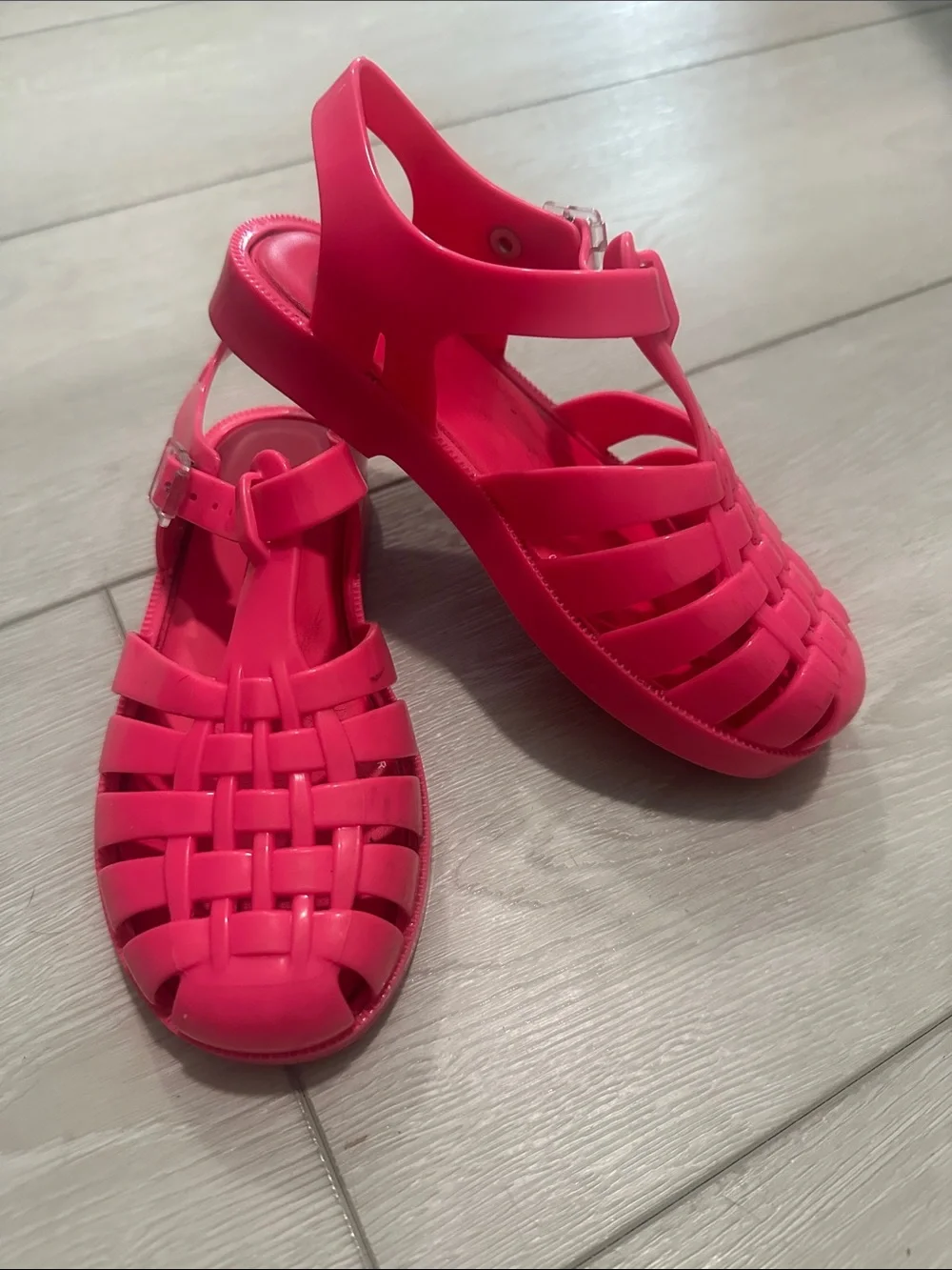 Mini Melissa Neon Pink Jelly Possession Sandals